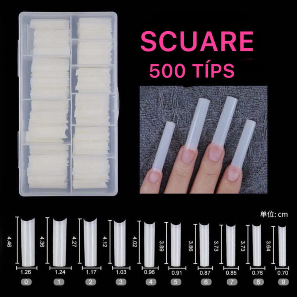 SCUARE NAILS TIPS XL (500) NATURAL COLOR